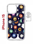 Чехол-накладка Apple iPhone 15 (641584) Kruche PRINT Виниловые пластинки