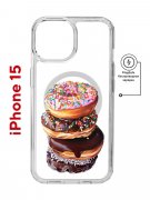 Чехол-накладка Apple iPhone 15 (641584) Kruche PRINT Donuts