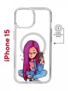 Чехол-накладка Apple iPhone 15 (641584) Kruche PRINT Pink Hair