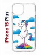 Чехол-накладка Apple iPhone 15 Plus (641587) Kruche PRINT Flying Unicorn