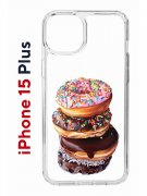 Чехол-накладка Apple iPhone 15 Plus (641587) Kruche PRINT Donuts
