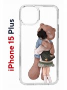 Чехол-накладка Apple iPhone 15 Plus (641587) Kruche PRINT Девочка с мишкой