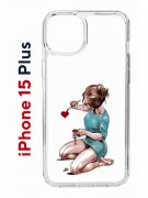 Чехол-накладка Apple iPhone 15 Plus (641587) Kruche PRINT Рисуя любовь