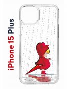 Чехол-накладка Apple iPhone 15 Plus (641587) Kruche PRINT Девочка с зонтом