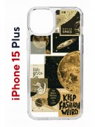 Чехол-накладка Apple iPhone 15 Plus (641587) Kruche PRINT Стикеры Космос
