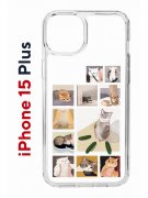 Чехол-накладка Apple iPhone 15 Plus (641587) Kruche PRINT Коты-Мемы
