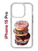 Чехол-накладка Apple iPhone 15 Pro (641588) Kruche PRINT Donuts