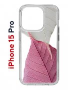 Чехол-накладка iPhone 15 Pro Kruche Print Pink and white