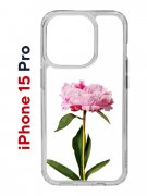 Чехол-накладка Apple iPhone 15 Pro (641588) Kruche PRINT Пион
