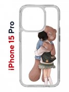 Чехол-накладка Apple iPhone 15 Pro (641588) Kruche PRINT Девочка с мишкой
