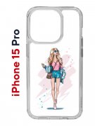 Чехол-накладка Apple iPhone 15 Pro (641588) Kruche PRINT Fashion Girl