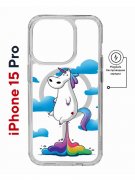 Чехол-накладка Apple iPhone 15 Pro (641589) Kruche PRINT Flying Unicorn
