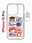 Чехол-накладка Apple iPhone 15 Pro (641589) Kruche PRINT Repeat