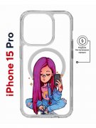 Чехол-накладка Apple iPhone 15 Pro (641589) Kruche PRINT Pink Hair