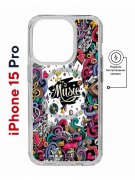 Чехол-накладка Apple iPhone 15 Pro (641589) Kruche PRINT Music