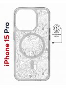 Чехол-накладка Apple iPhone 15 Pro (641589) Kruche PRINT Skull White