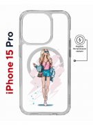 Чехол-накладка Apple iPhone 15 Pro (641589) Kruche PRINT Fashion Girl