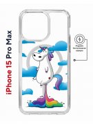 Чехол-накладка Apple iPhone 15 Pro Max (641585) Kruche PRINT Flying Unicorn