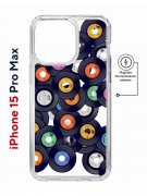 Чехол-накладка Apple iPhone 15 Pro Max (641585) Kruche PRINT Виниловые пластинки