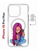 Чехол-накладка Apple iPhone 15 Pro Max (641585) Kruche PRINT Pink Hair