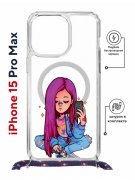 Чехол-накладка Apple iPhone 15 Pro Max (641580) Kruche PRINT Pink Hair