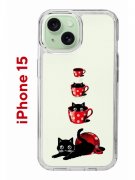 Чехол-накладка Apple iPhone 15 (641578) Kruche PRINT Котенок в чашке