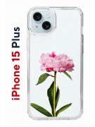 Чехол-накладка Apple iPhone 15 Plus (641587) Kruche PRINT Пион