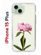 Чехол-накладка Apple iPhone 15 Plus (641587) Kruche PRINT Пион