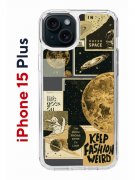 Чехол-накладка Apple iPhone 15 Plus (641587) Kruche PRINT Стикеры Космос