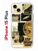 Чехол-накладка Apple iPhone 15 Plus (641587) Kruche PRINT Стикеры Космос