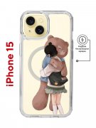 Чехол-накладка iPhone 15 Kruche Magnet Print Девочка с мишкой