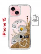 Чехол-накладка  iPhone 15 Kruche Print Крафтовые наклейки