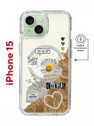 Чехол-накладка  iPhone 15 Kruche Print Крафтовые наклейки