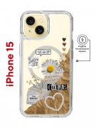 Чехол-накладка  iPhone 15 Kruche Print Крафтовые наклейки