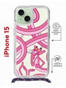 Чехол-накладка iPhone 15 Kruche Magrope Print Розовая Пантера