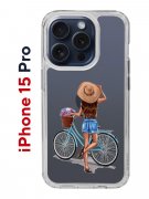 Чехол-накладка Apple iPhone 15 Pro (641588) Kruche PRINT Велосипедная прогулка
