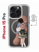 Чехол-накладка Apple iPhone 15 Pro (641589) Kruche PRINT Девочка с мишкой