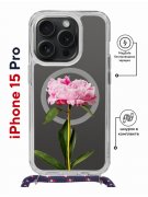 Чехол-накладка Apple iPhone 15 Pro (641582) Kruche PRINT Пион