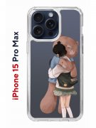 Чехол-накладка Apple iPhone 15 Pro Max (641577) Kruche PRINT Девочка с мишкой