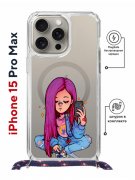 Чехол-накладка Apple iPhone 15 Pro Max (641580) Kruche PRINT Pink Hair