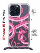 Чехол-накладка iPhone 15 Pro Max Kruche Magrope Print Розовая Пантера