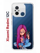 Чехол-накладка Xiaomi Redmi 12C (641591) Kruche PRINT Pink Hair