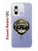 Чехол-накладка Xiaomi Redmi 12C (641591) Kruche PRINT Кот в наушниках