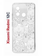 Чехол-накладка Xiaomi Redmi 12C (641591) Kruche PRINT Skull White