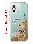 Чехол-накладка Xiaomi Redmi 12C Kruche Print Крафтовые наклейки