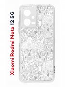 Чехол-накладка Xiaomi Redmi Note 12 5G (641593) Kruche PRINT Skull White
