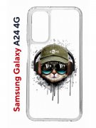 Чехол-накладка Samsung Galaxy A24 4G (641586) Kruche PRINT Кот в наушниках