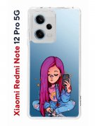 Чехол-накладка Xiaomi Redmi Note 12 Pro 5G (641590) Kruche PRINT Pink Hair