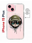 Чехол-накладка Apple iPhone 15 Plus (641583) Kruche PRINT Кот в наушниках