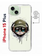 Чехол-накладка Apple iPhone 15 Plus (641583) Kruche PRINT Кот в наушниках